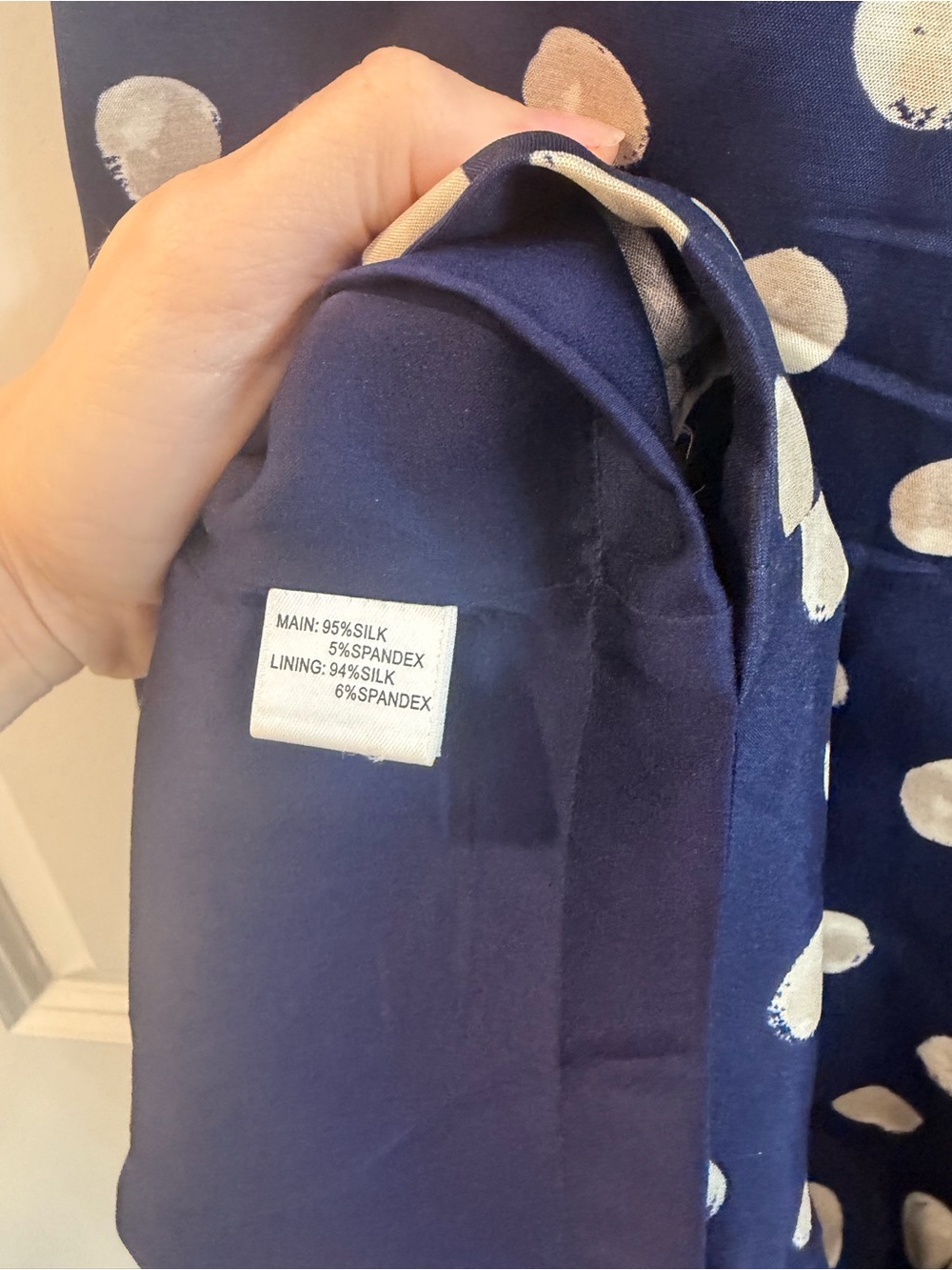 St. John Navy Silk Polka Dot Ruched Draped Sheath Cocktail Dress Size 2 - Picture 4 of 5